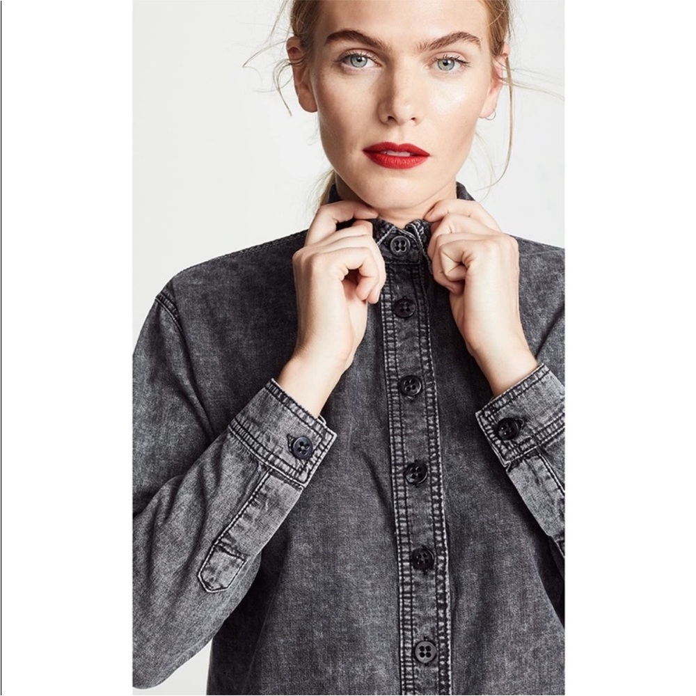 Victoria Beckham Black Washed Jean Denim Boyfriend Shirt 6